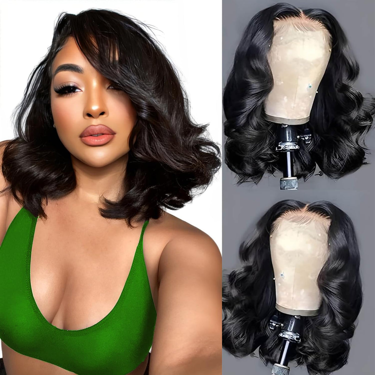 Aolisox 14-inch 13x6 body-wave lace-front wig with natural texture for everyday wear.