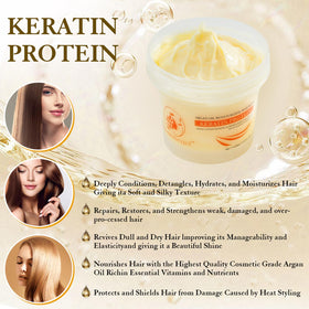 Close-up of collagen-keratin blend emphasizing strength and repair benefits.