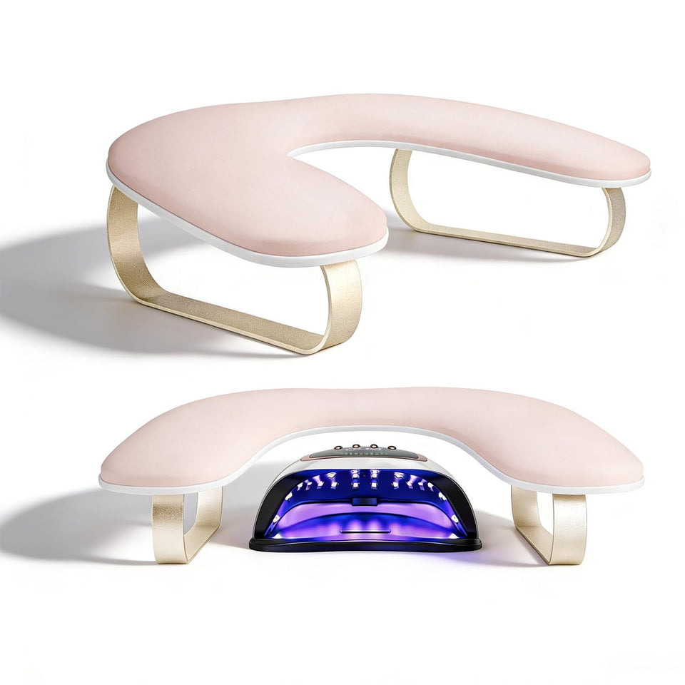 AONOLOVO arm rest with 10-degree incline and pink gold holder for comfortable manicures