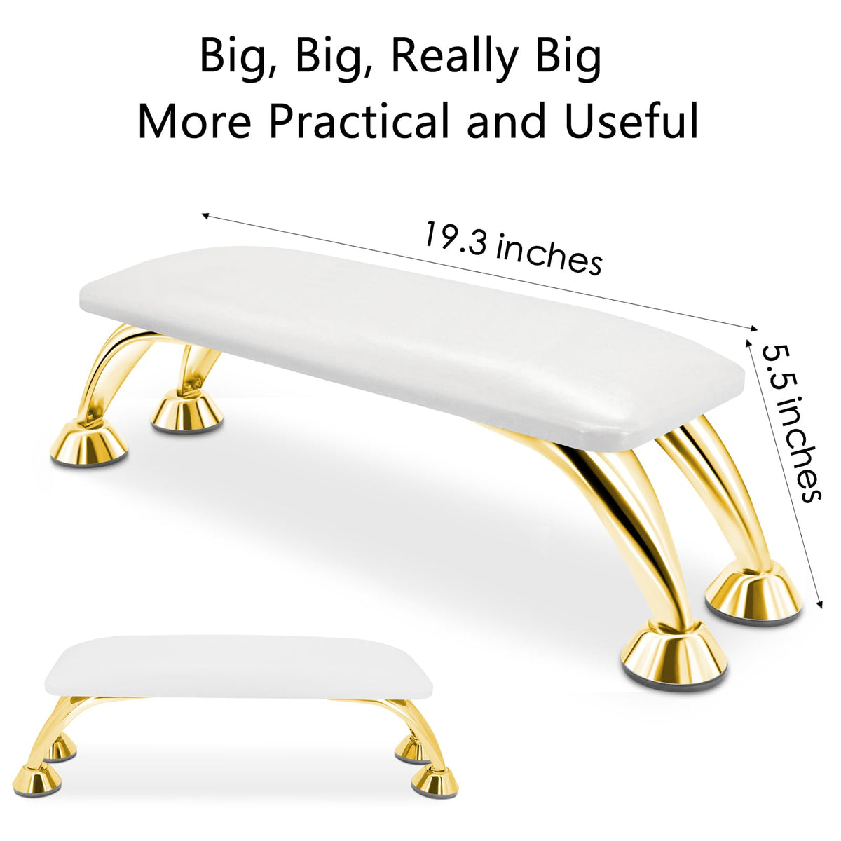 AONOLOVO white arm rest with gold feet complements salon decor.
