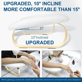 AONOLOVO U-shaped nail arm rest stand with durable stainless steel legs for a professional look.