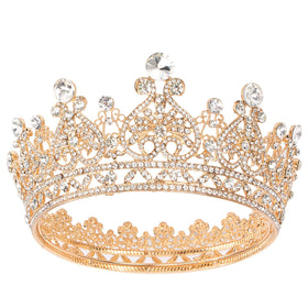 AOPRIE Victoria tiara front view highlighting rhinestone sparkle for bridal moments.