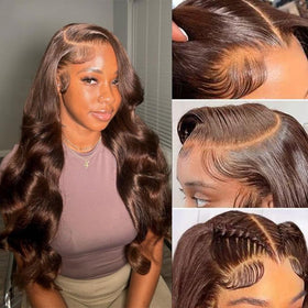 Aoque chocolate brown lace front wig 30in adds volume and natural hairline.
