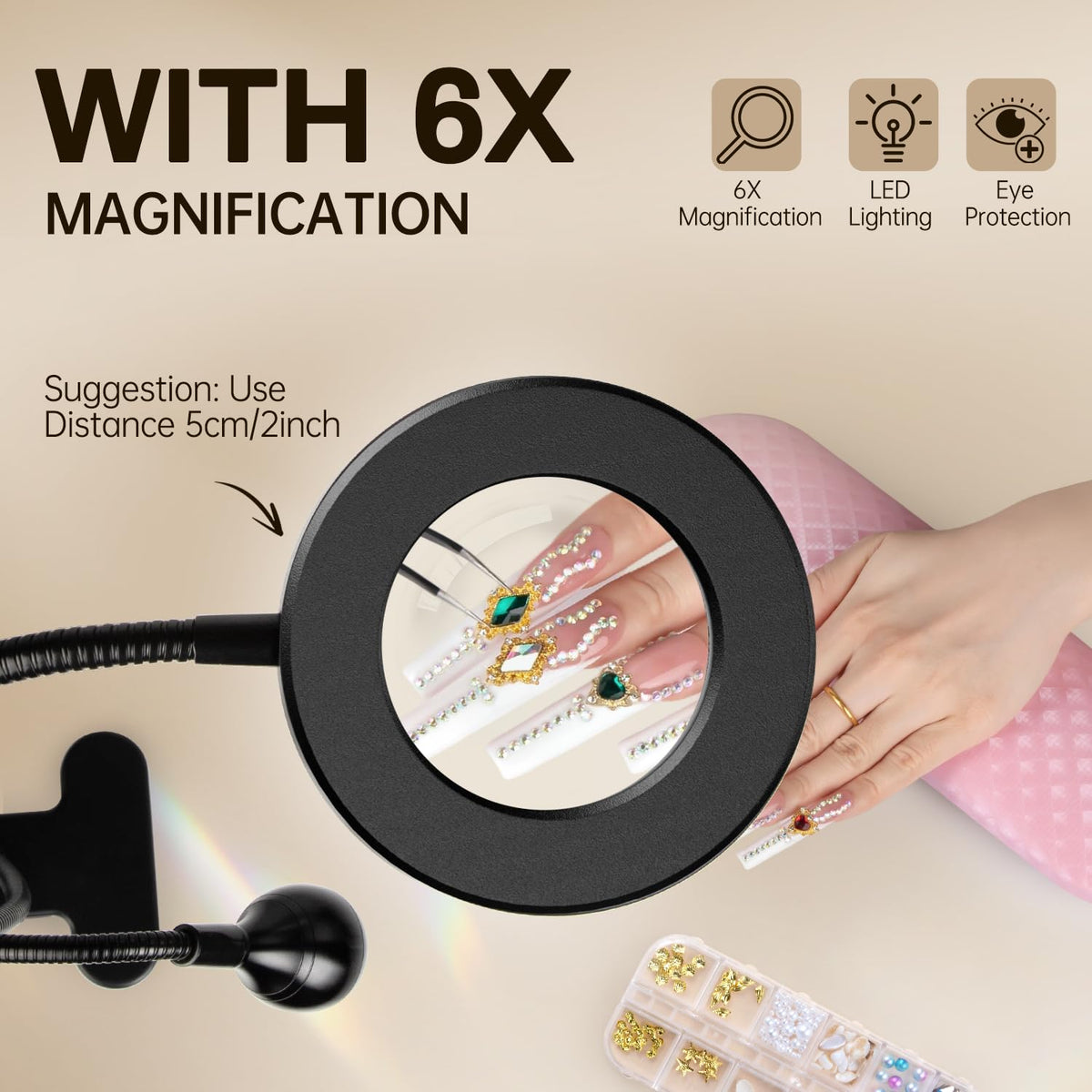 AORAEM lamp demonstrates quick 30-60 second gel cure.