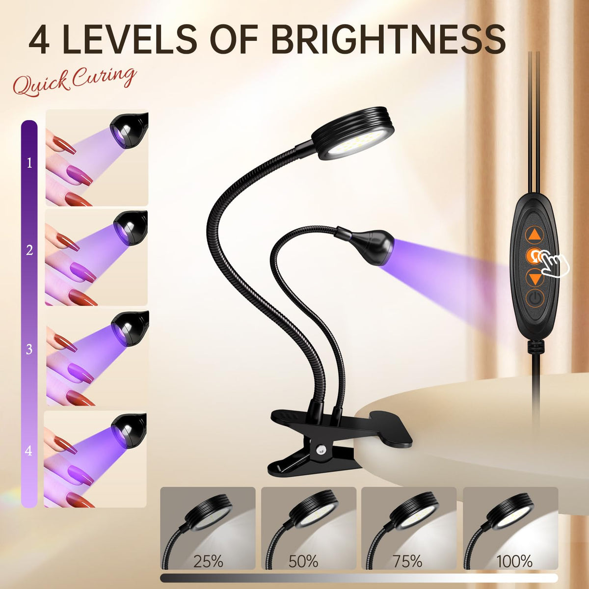 AORAEM white light mode for ambient manicure prep.