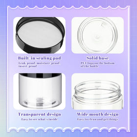 Aoriher black screw-cap jars with liner prevent leaks during travel.