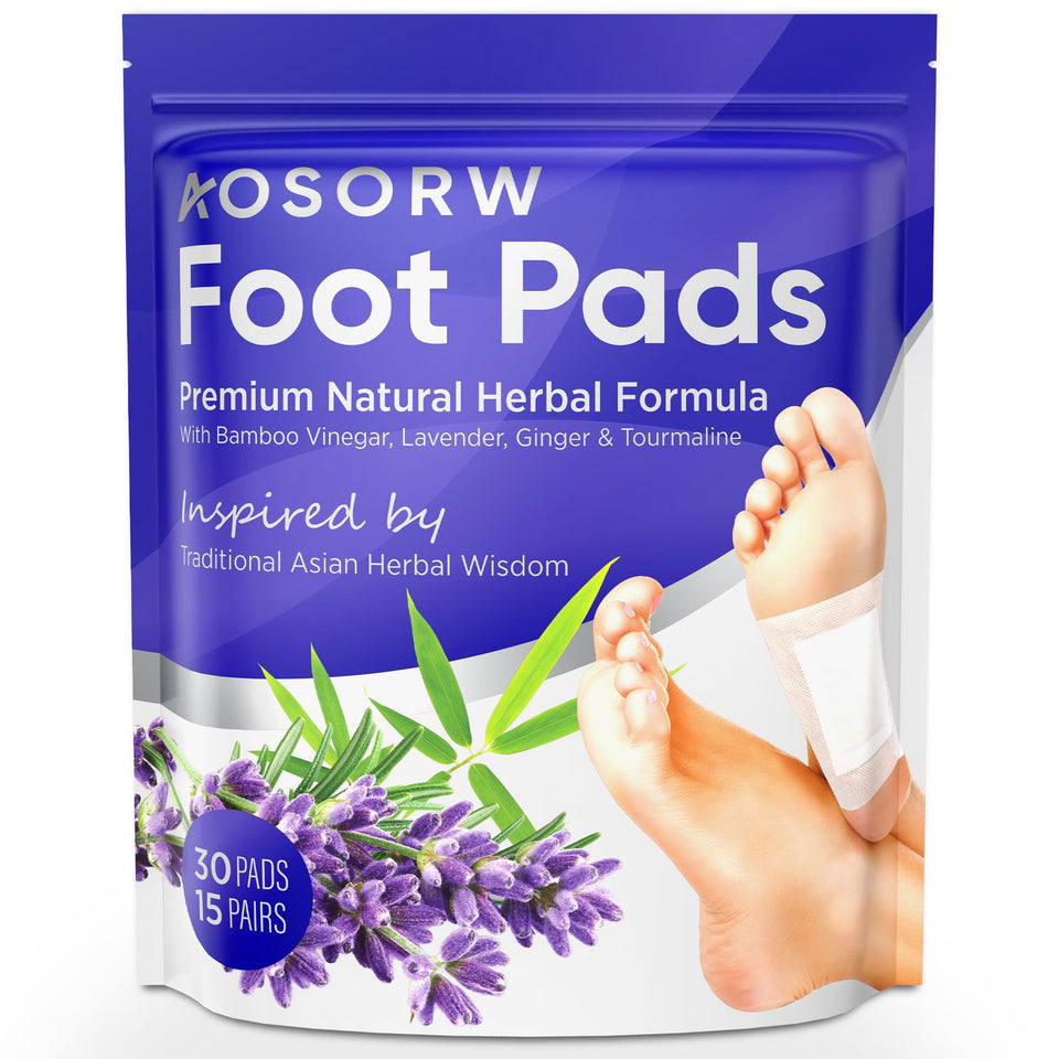 AOSORW Lavender Bamboo Vinegar foot pads pack for calming nightly use.