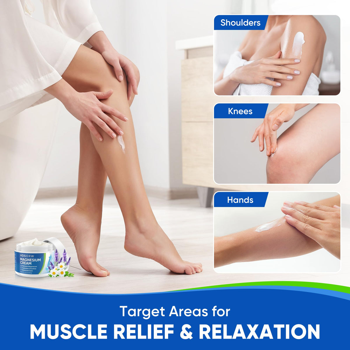 AOSORW Magnesium Cream shows fast-absorbing texture without greasiness.