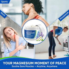 AOSORW Magnesium Cream applied to hands for soothing fatigue and joint comfort.