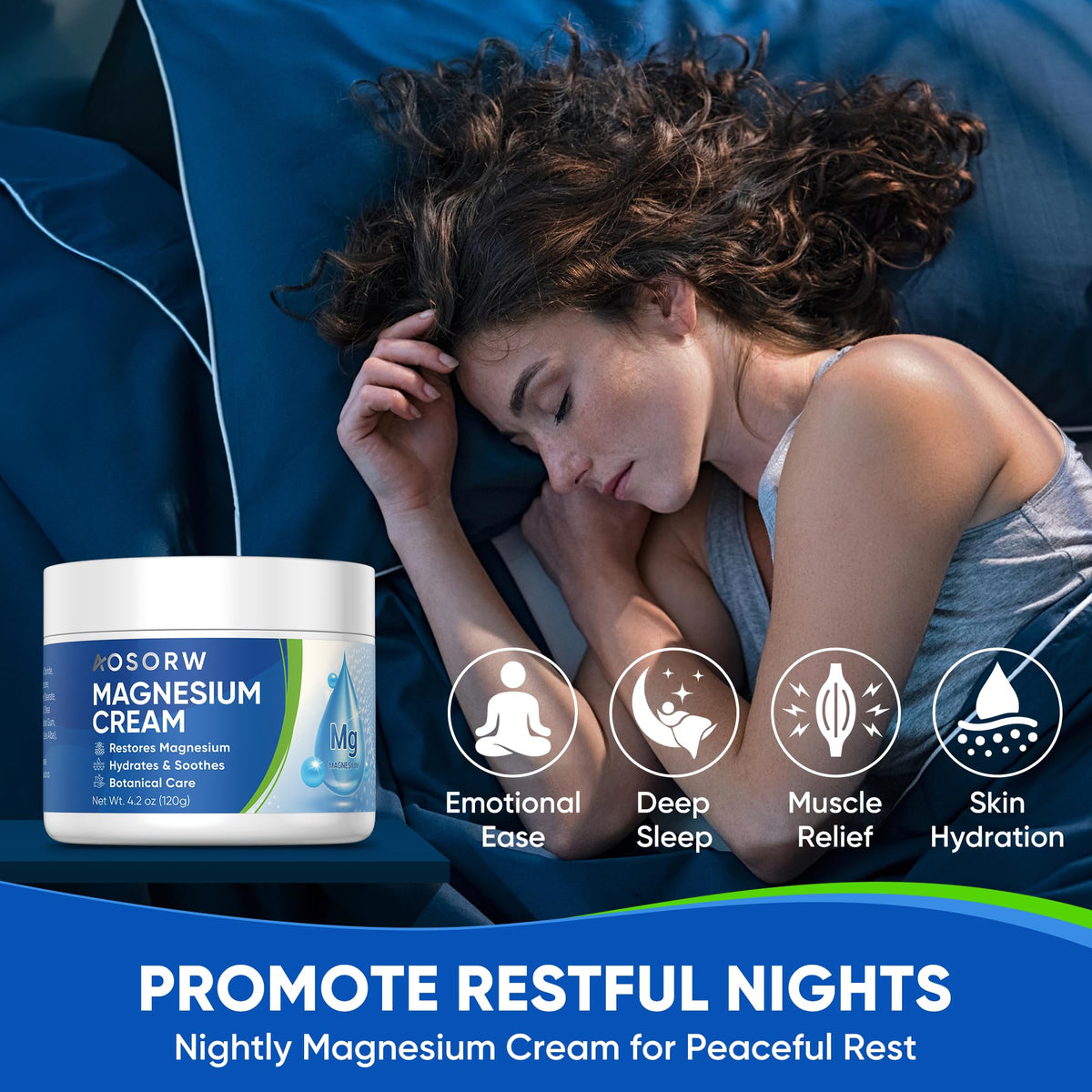 AOSORW Magnesium Cream applied to legs for soothing relaxation after activity.
