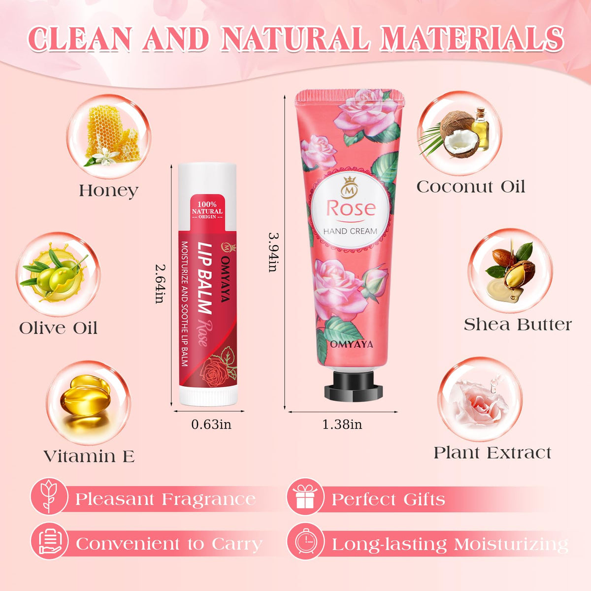 Aottom Mother's Day bulk gifts with moisturizing hand cream and lip balm.