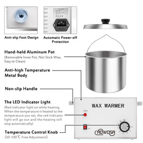 AOWOSA double-chamber wax pot supports multiple treatments in one session.