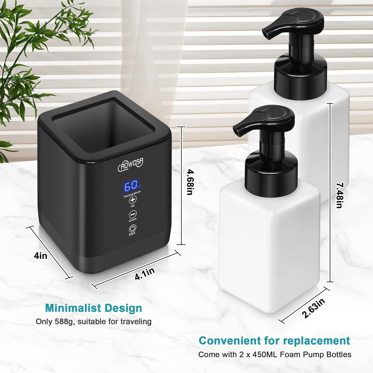 AOWOSA adjustable temperature range 30–75°C supports customizable warmth