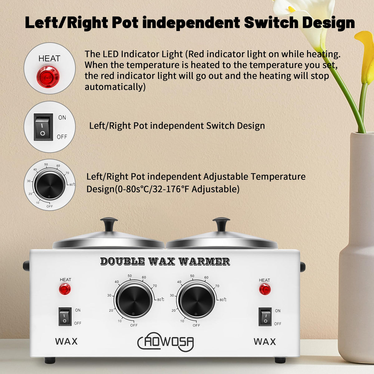 AOWOSA removable pot enables easy cleaning after sessions.