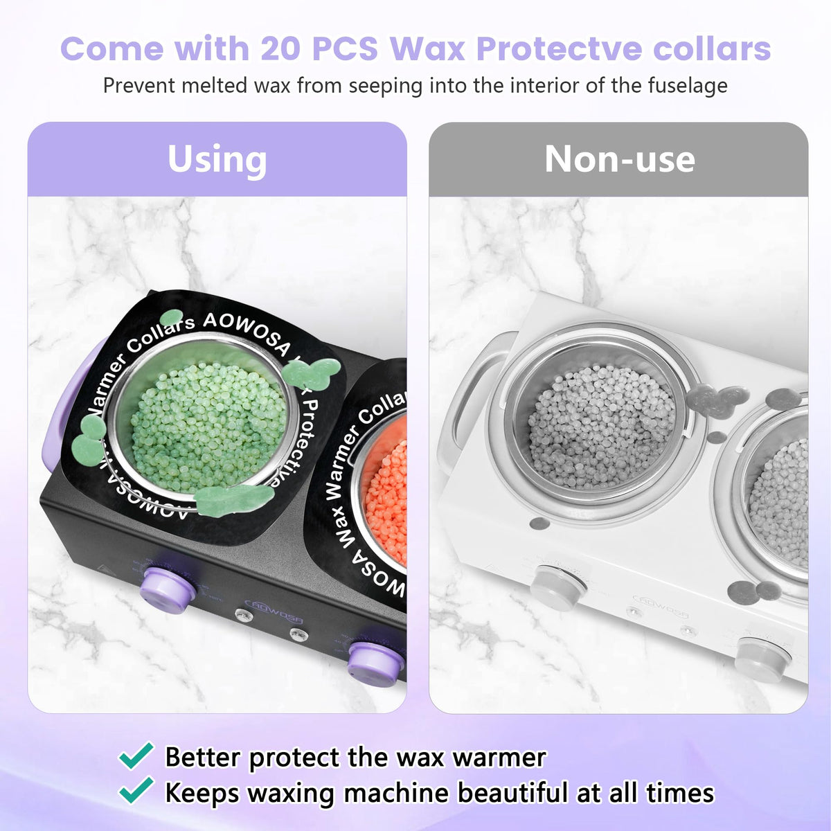 AOWOSA wax warmer removable pots for easy cleaning after busy sessions