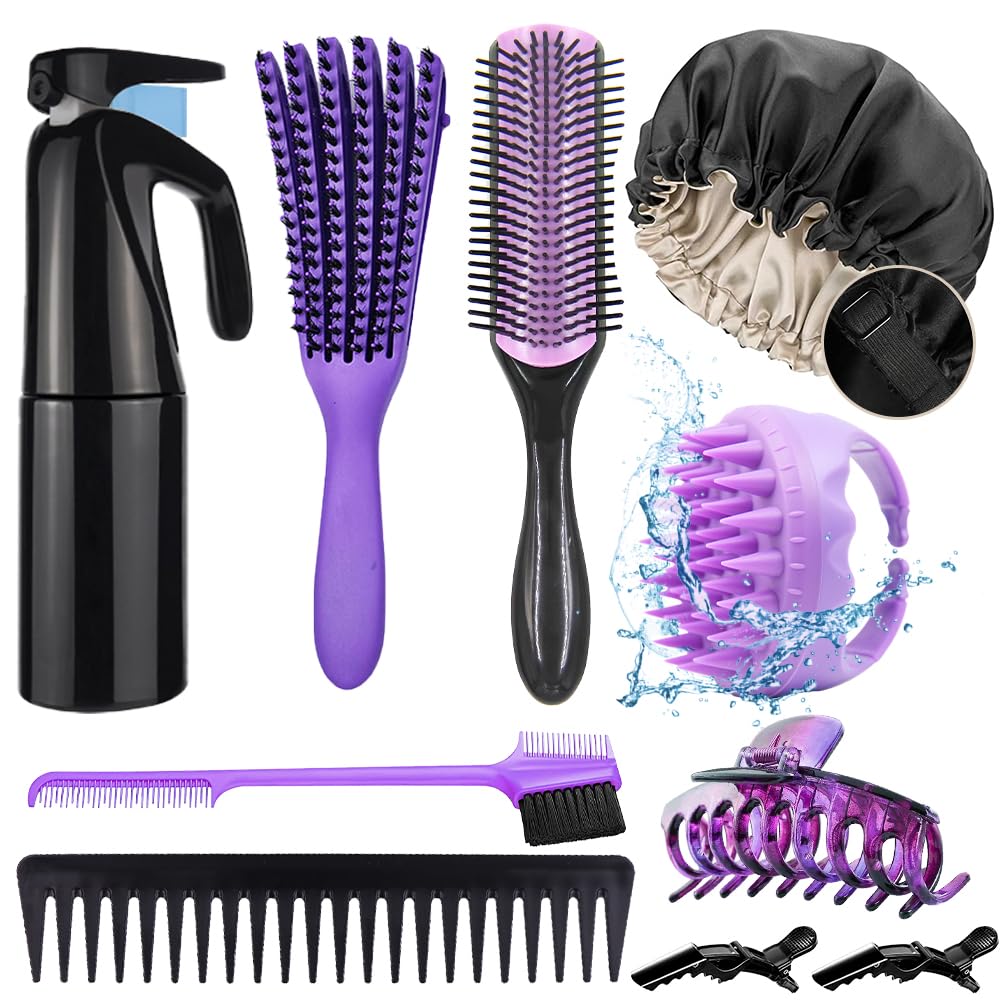 Aozzy 10-piece detangling brush set easing wash-day tangles for curls