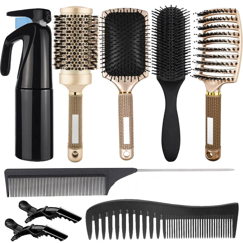 Aozzy 8Pcs Curly Hair Brush Set package for versatile daily hair care.