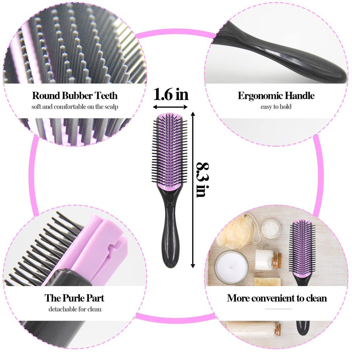 Aozzy 9-row styling brush defines curls with gentle nylon bristles