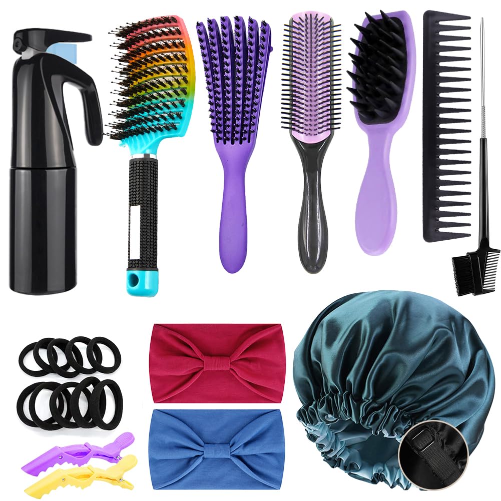 Aozzy 9-row styling brush defining curls for shaping and texture.