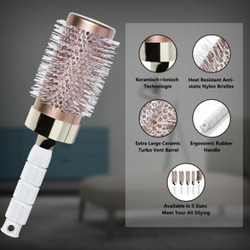 Aozzy nylon bristles offer anti-static tension for even styling.