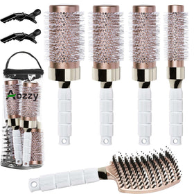Aozzy round brush set with ceramic-barrel delivers smooth curls and frizz control.