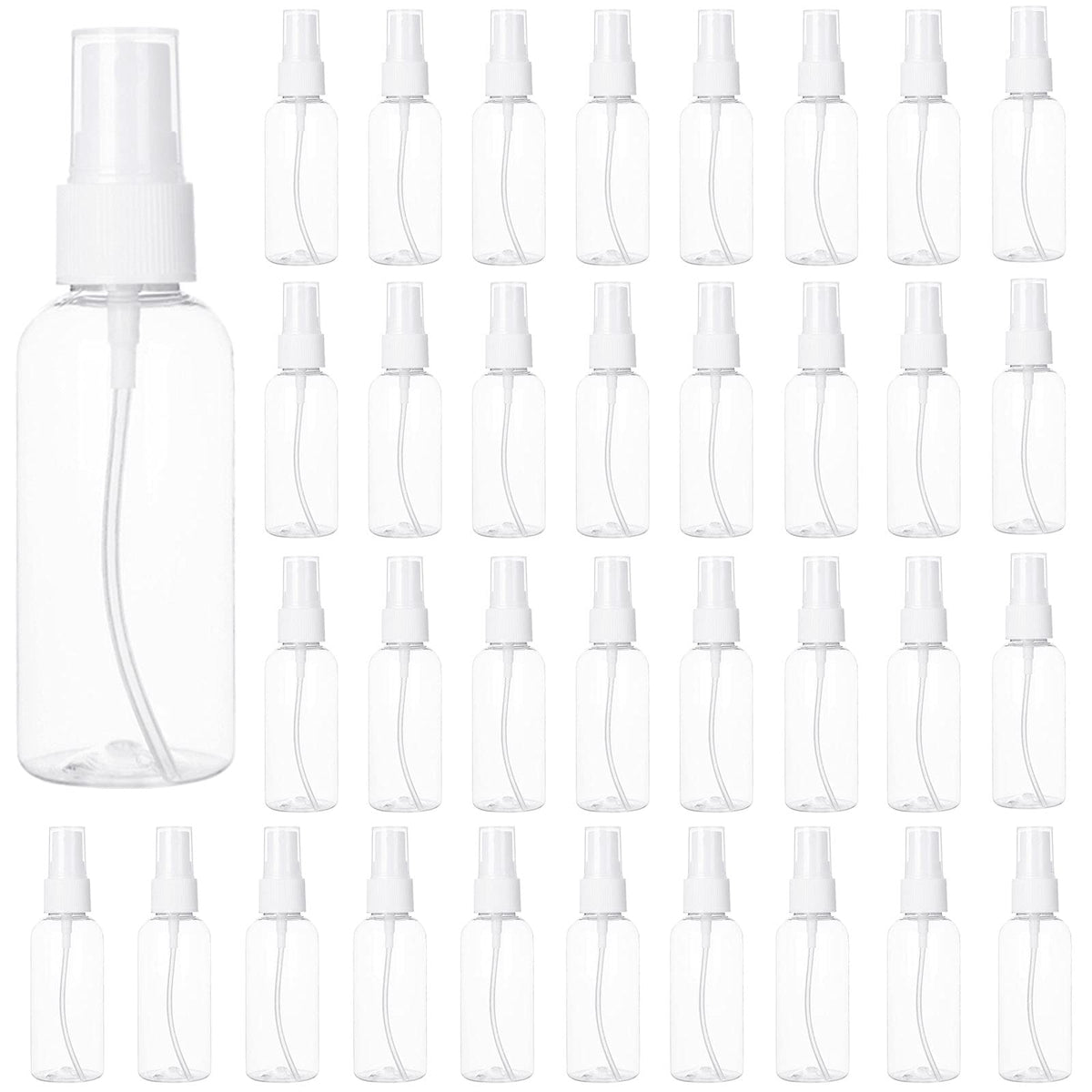 APACALI 2oz clear mist bottle front view, portable travel companion for refills.