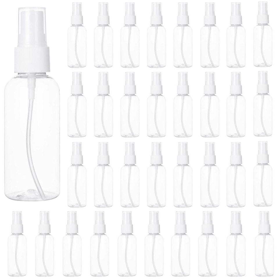 APACALI 2oz clear mist bottle front view, portable travel companion for refills.