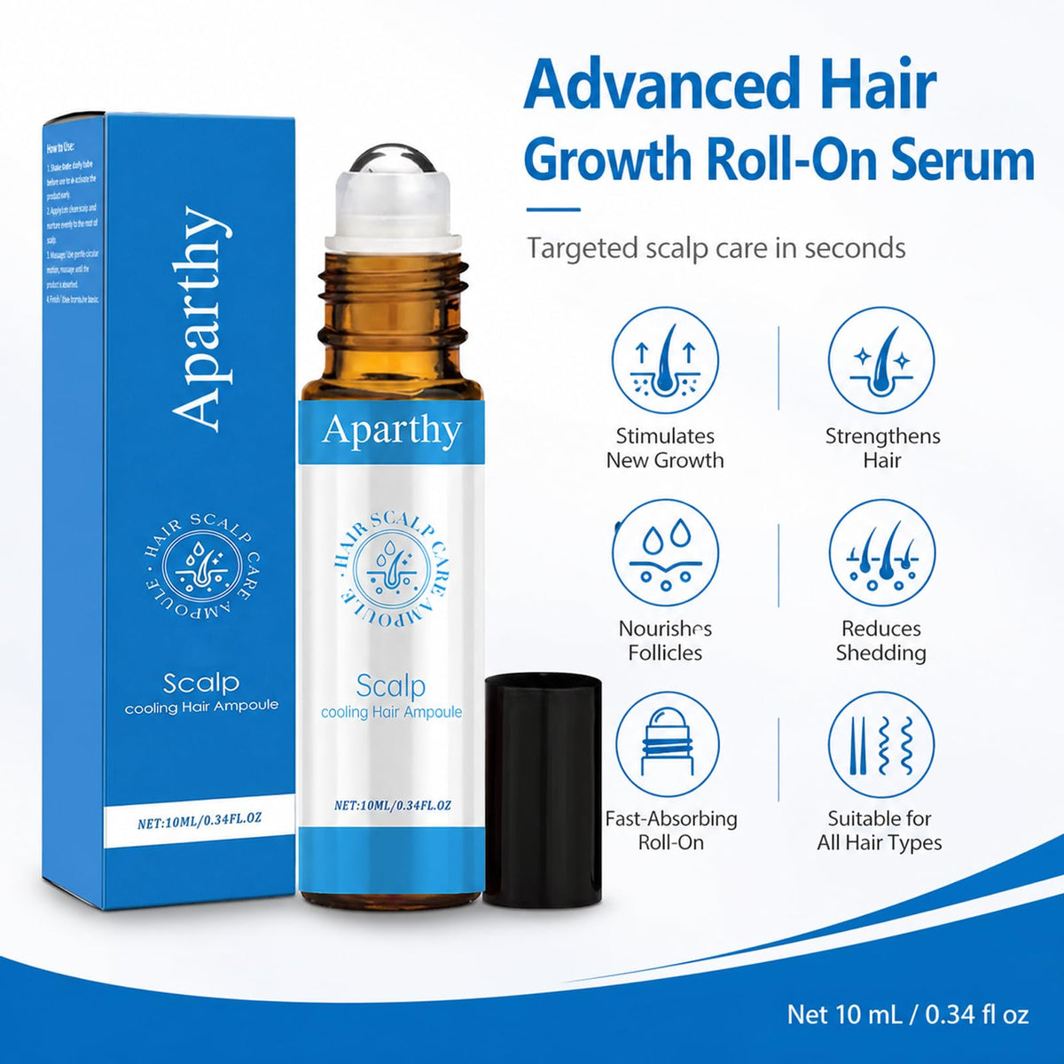 Aparthy rollerball applicator delivering smooth, targeted serum application.