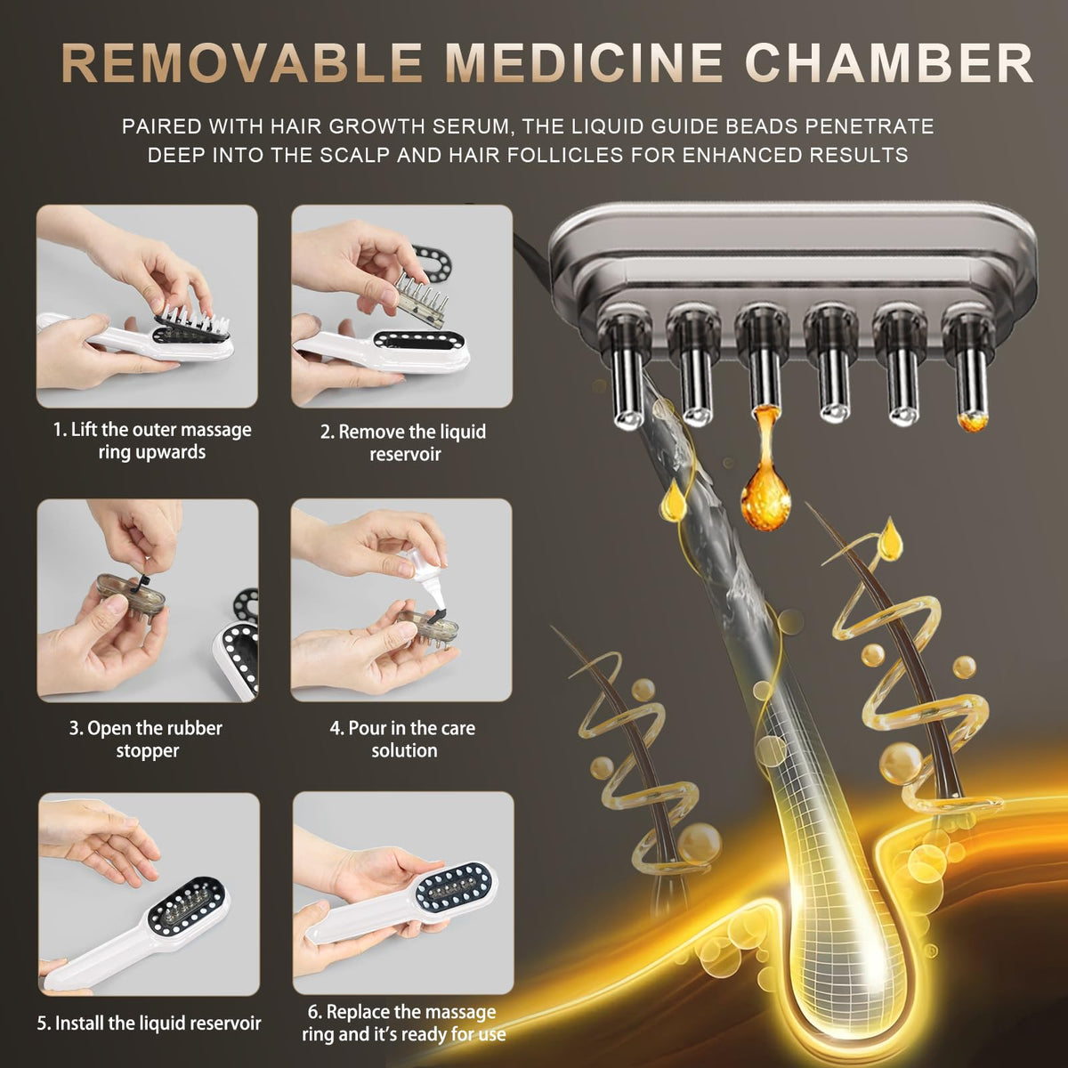 Apbier Laser Hair Growth Comb ergonomic handle for comfort.