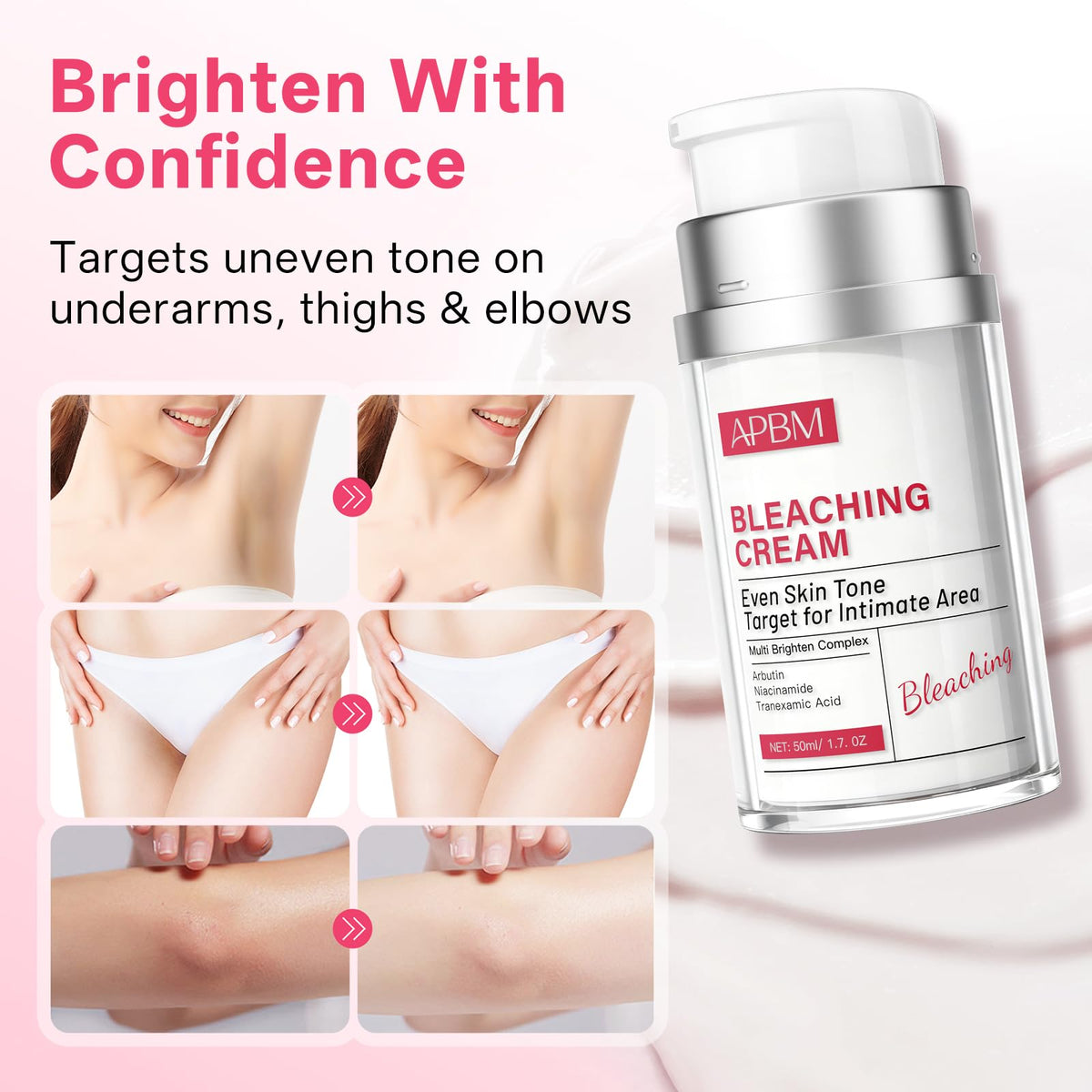 APBM Skin Lightening Cream inner thigh area for balanced complexion and comfort.