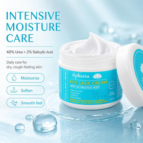 Aphesia Urea Cream 40% on smooth heels after showering for soft skin.