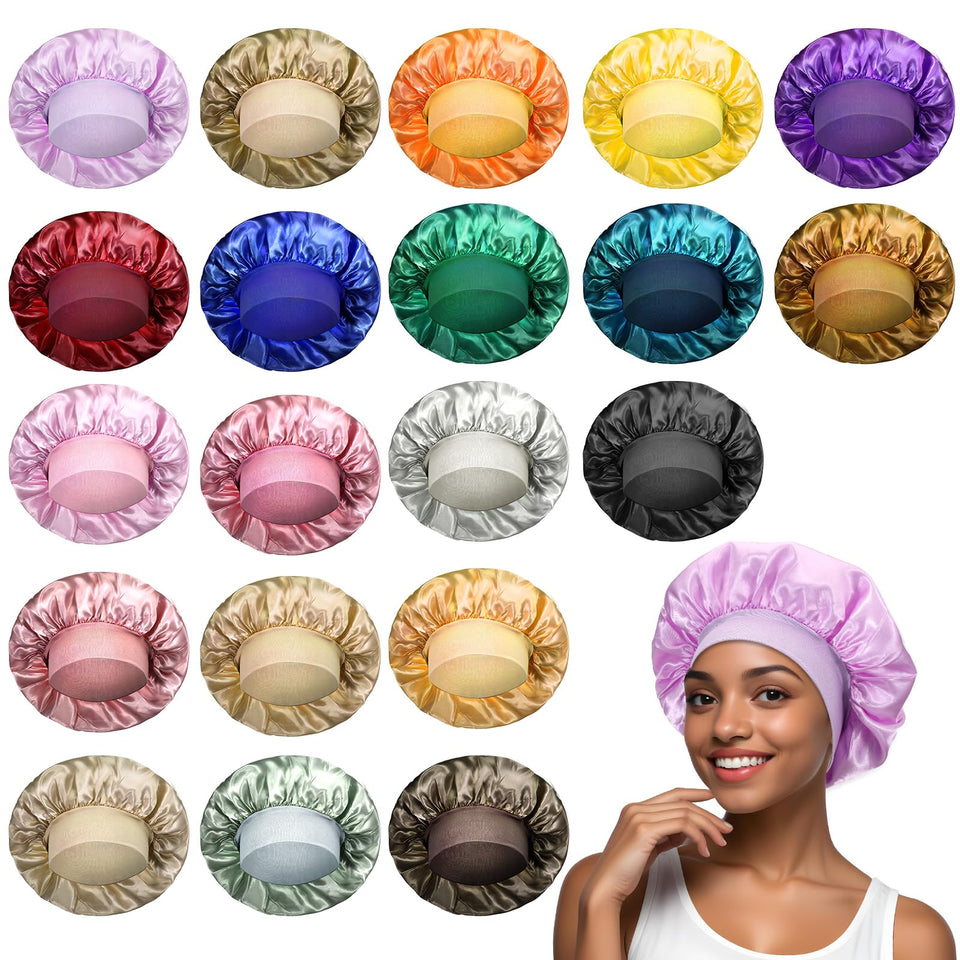 Aphumedc satin bonnet with large 30cm diameter protects all hair types overnight
