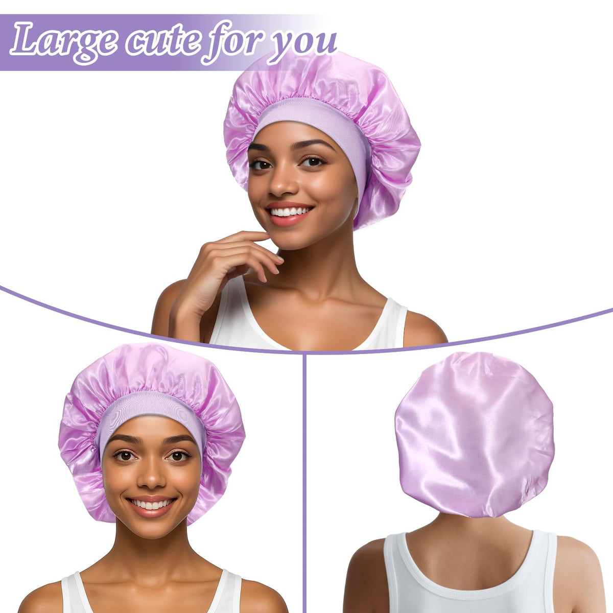 Aphumedc satin bonnet demonstrates multi-purpose use during skincare and makeup