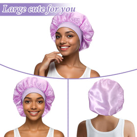 Aphumedc satin bonnet demonstrates multi-purpose use during skincare and makeup