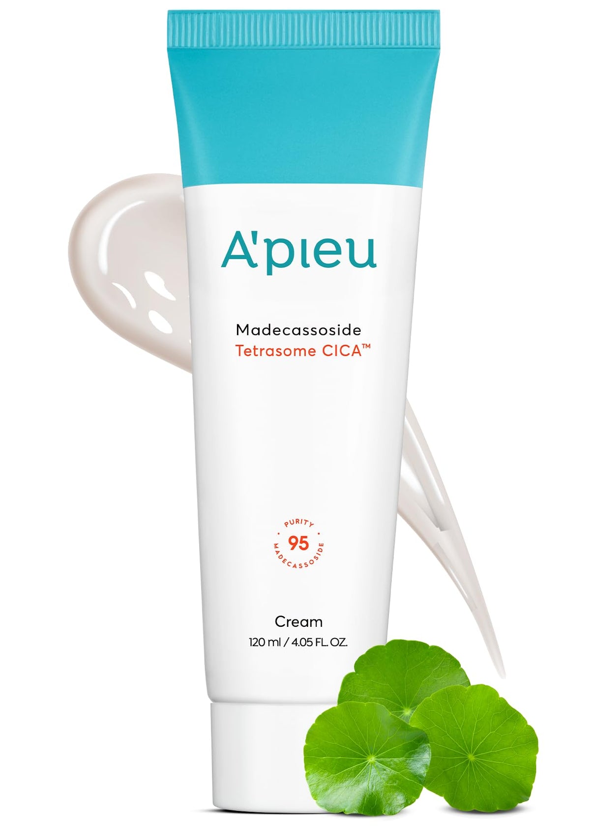 A'PIEU Madecassoside Tetrasome Cream jar showing rich, soothing texture for calm skin.