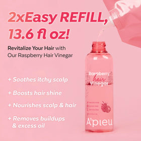 A'PIEU hair rinse after-use shine visible in close-up.
