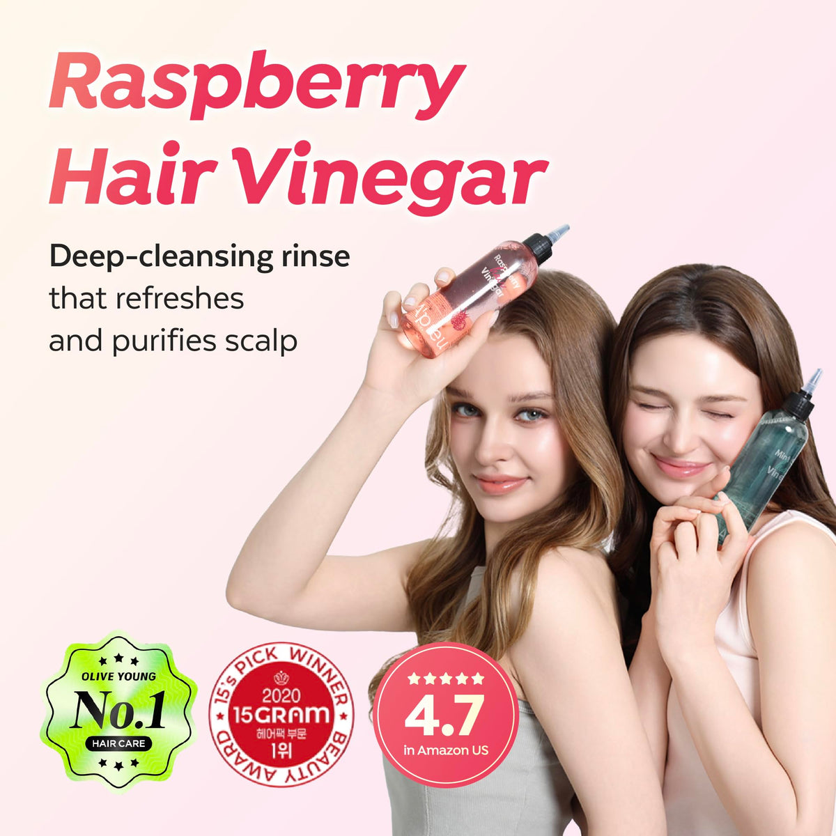 A'PIEU Raspberry Hair Vinegar Rinse refill bottle for ongoing scalp care.