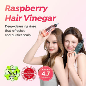 A'PIEU Raspberry Hair Vinegar Rinse refill bottle for ongoing scalp care.