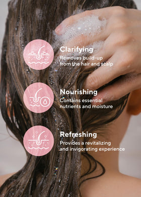 Lather action with A’PIEU Raspberry Vinegar Shampoo showing buildup removal in practice.