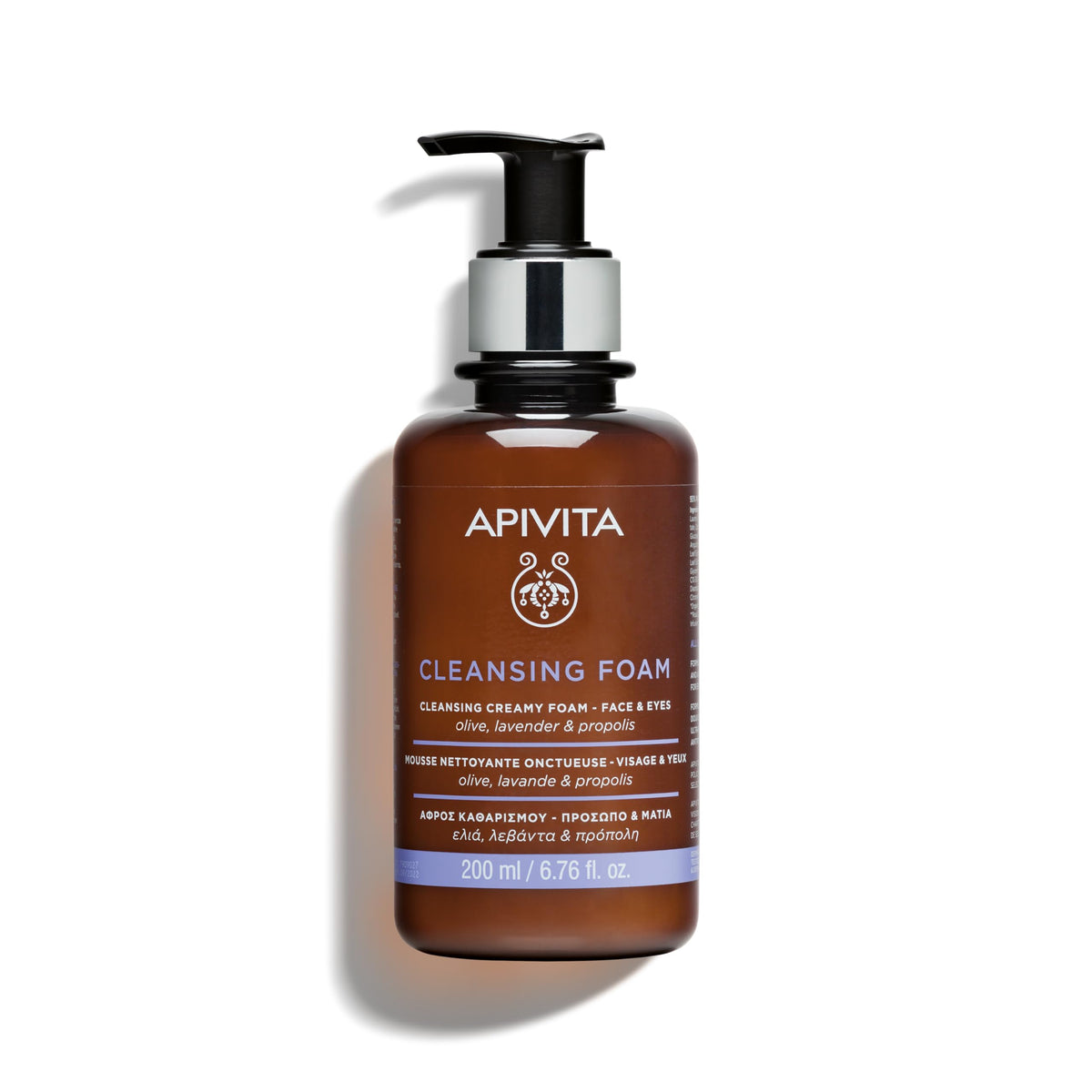 Apivita Cleansing Foam bottle front for daily facial and eye cleansing
