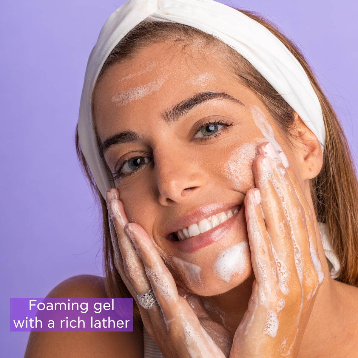 Cleansing foam packaging emphasizes natural skincare ethos of Apivita