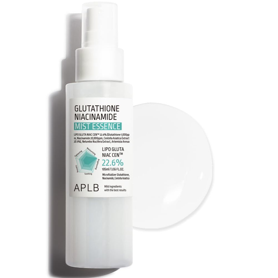 APLB Glutathione Niacinamide Mist Essence bottle for dewy hydration