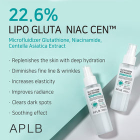 APLB Glutathione Niacinamide Mist Essence Centella 3x Complex label close-up