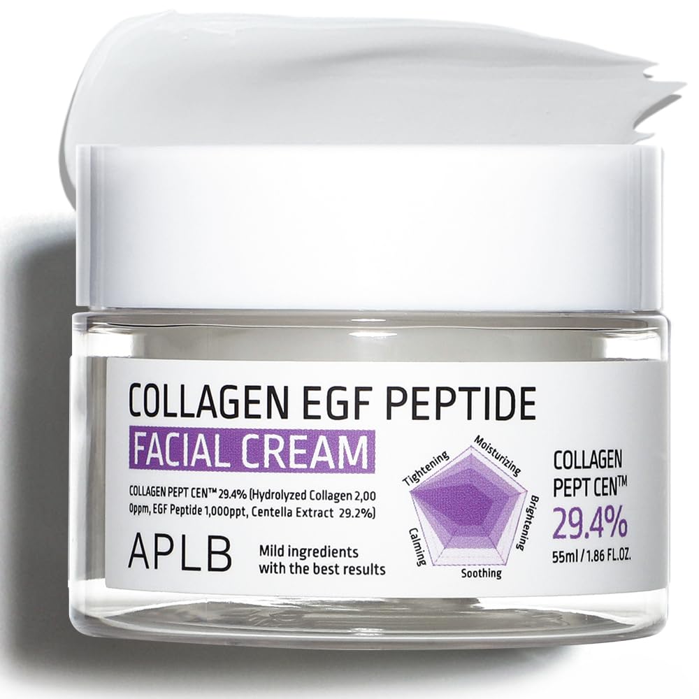 APLB Collagen EGF Peptide Cream bottle on a clean vanity for daily hydration.