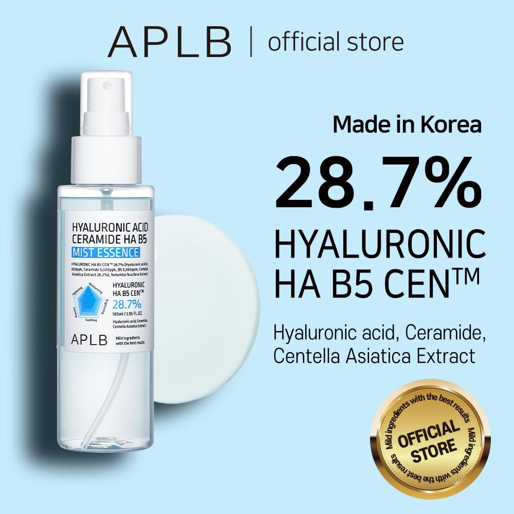 APLB Hyaluronic Acid Ceramide HA B5 Mist spray—on-the-go hydration during the day.