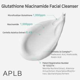 APLB Niacinamide and Vitamin C elements shown for skin glow potential.
