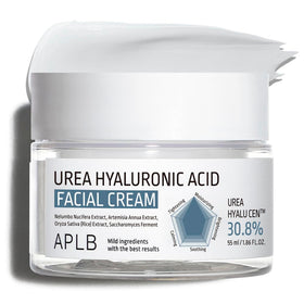 APLB Urea Hyaluronic Cream bottle showing hydrating formula for dry skin.