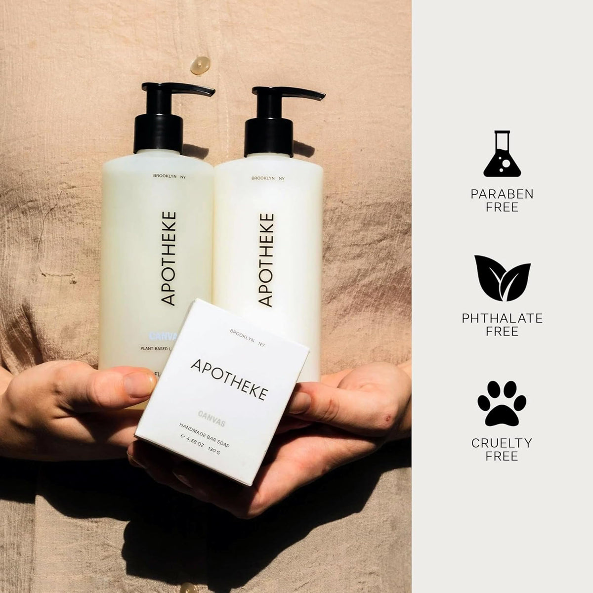 APOTHEKE Canvas body application demonstrates versatile use on hands and arms.