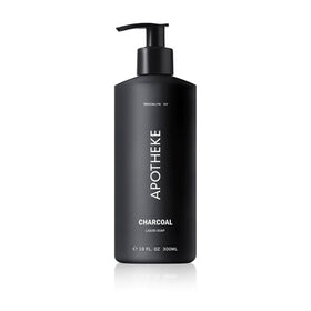 APOTHEKE Charcoal hand soap bottle front for a luxurious cleansing experience