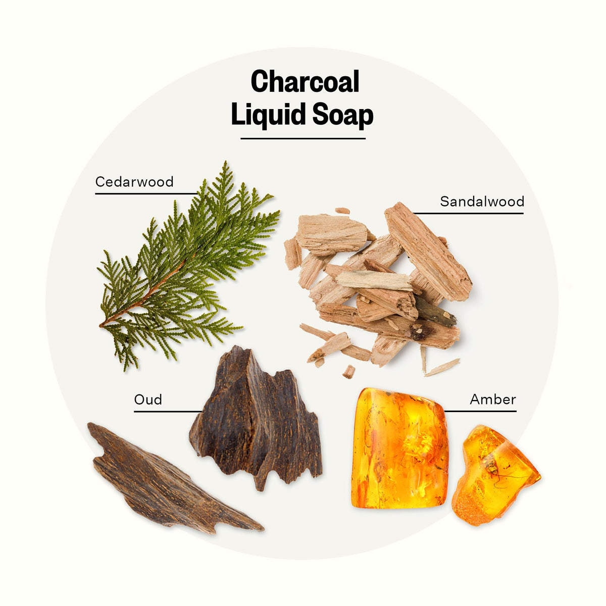 APOTHEKE Charcoal hand soap label close-up highlighting premium fragrance oils